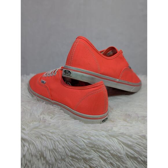 VANS Authentic Women 8.5 Men 7 Low-Top Canvas Neon Coral Skate Shoes - Picture 5 of 10